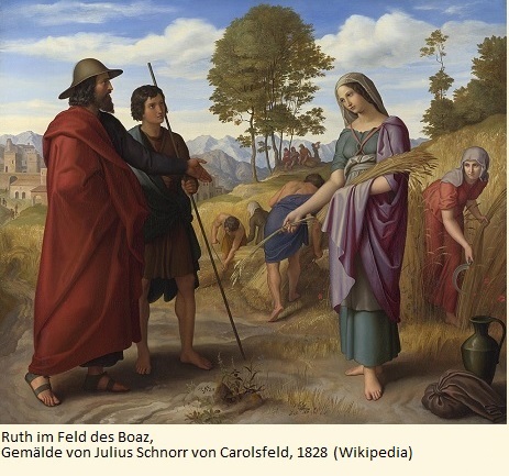 Ruth im Feld des Boaz, Gemälde von Julius Schnorr von Carolsfeld, 1828 (Wikipedia)